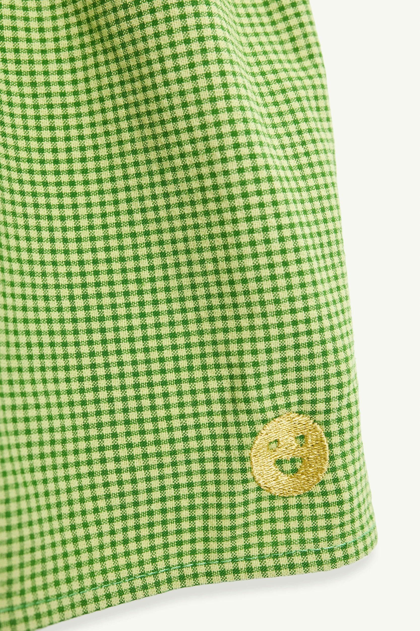 women's vichy frilled top - matcha green
