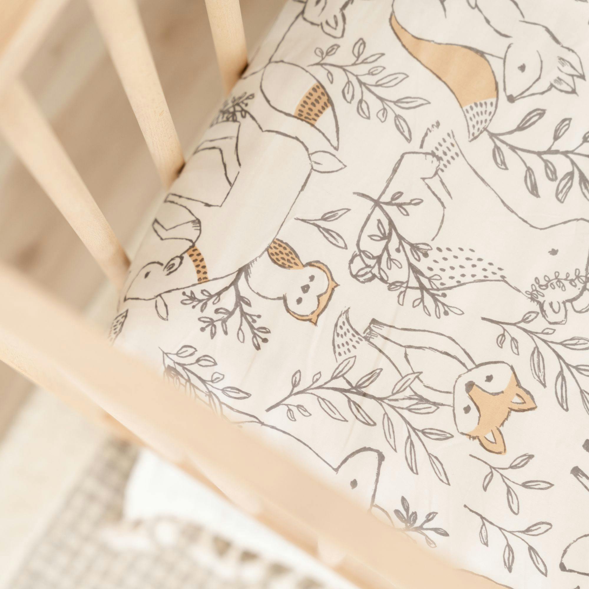 Ezra Woodland Animal Cotton Fitted Crib Sheet