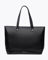 Vegan Leather Work Tote Bag with Removable Insulated Pouch, Black
