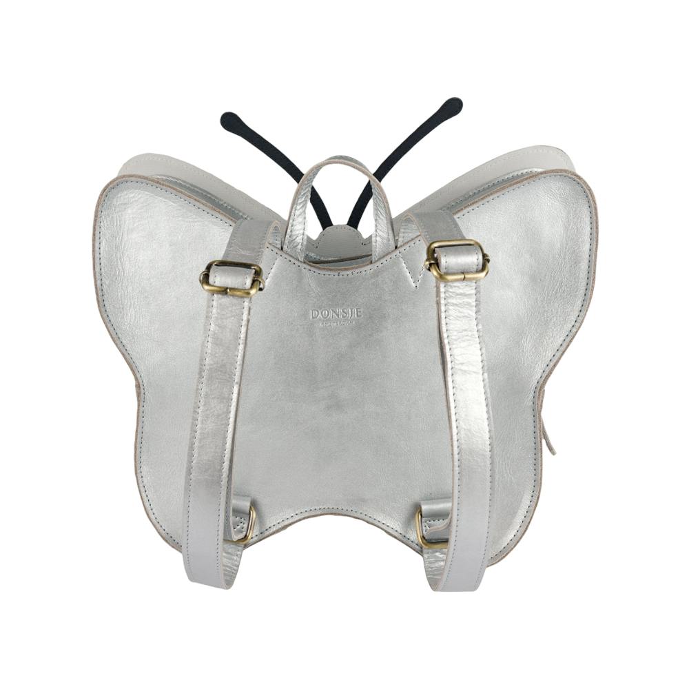 Alja Schoolbag | Vlinder | Silver Grey Metallic Leather