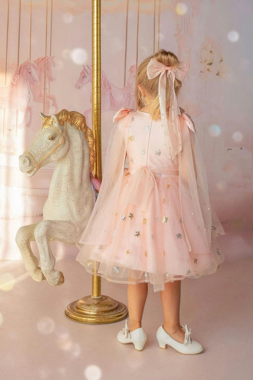 Twinkle Star Blush Pink Sequin Birthday Dress for Girls