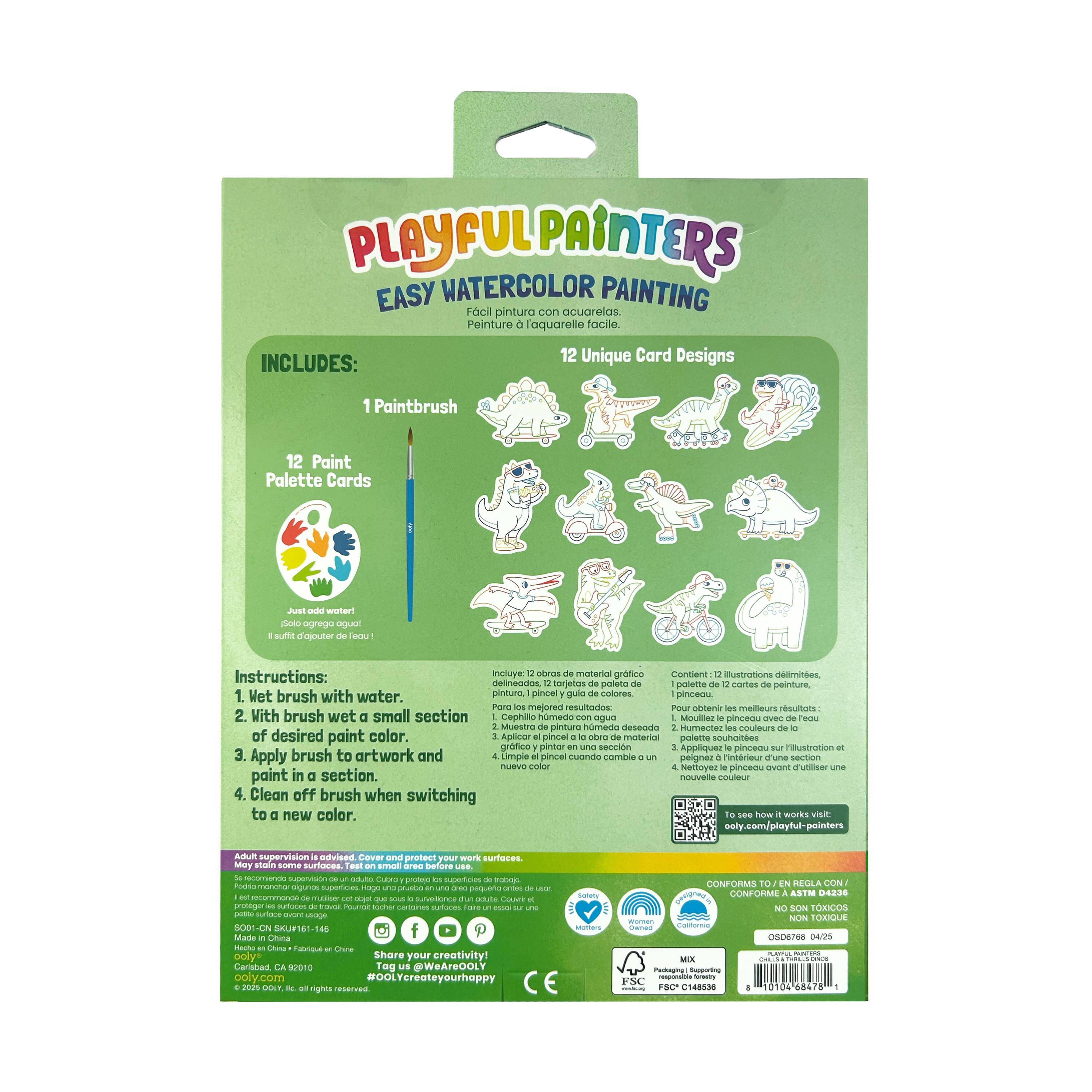 Playful Painters Easy Watercolor Painting Kit - Chills & Thrills Dinos