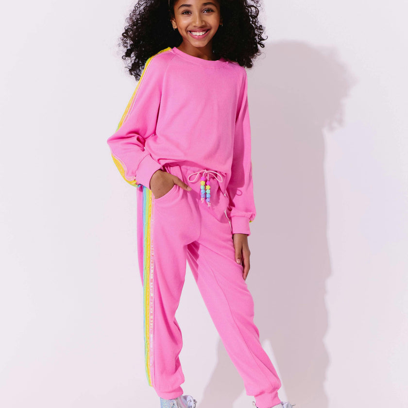 Pink Rainbow Sequin Set