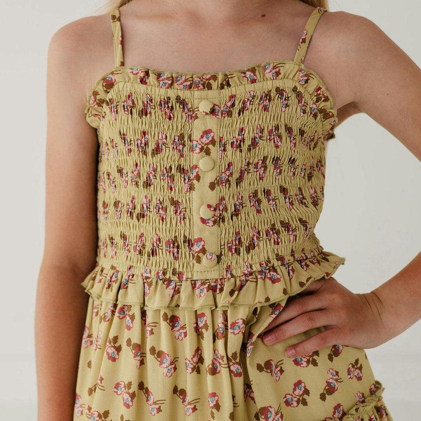 Smock Button Front Tiered Dress