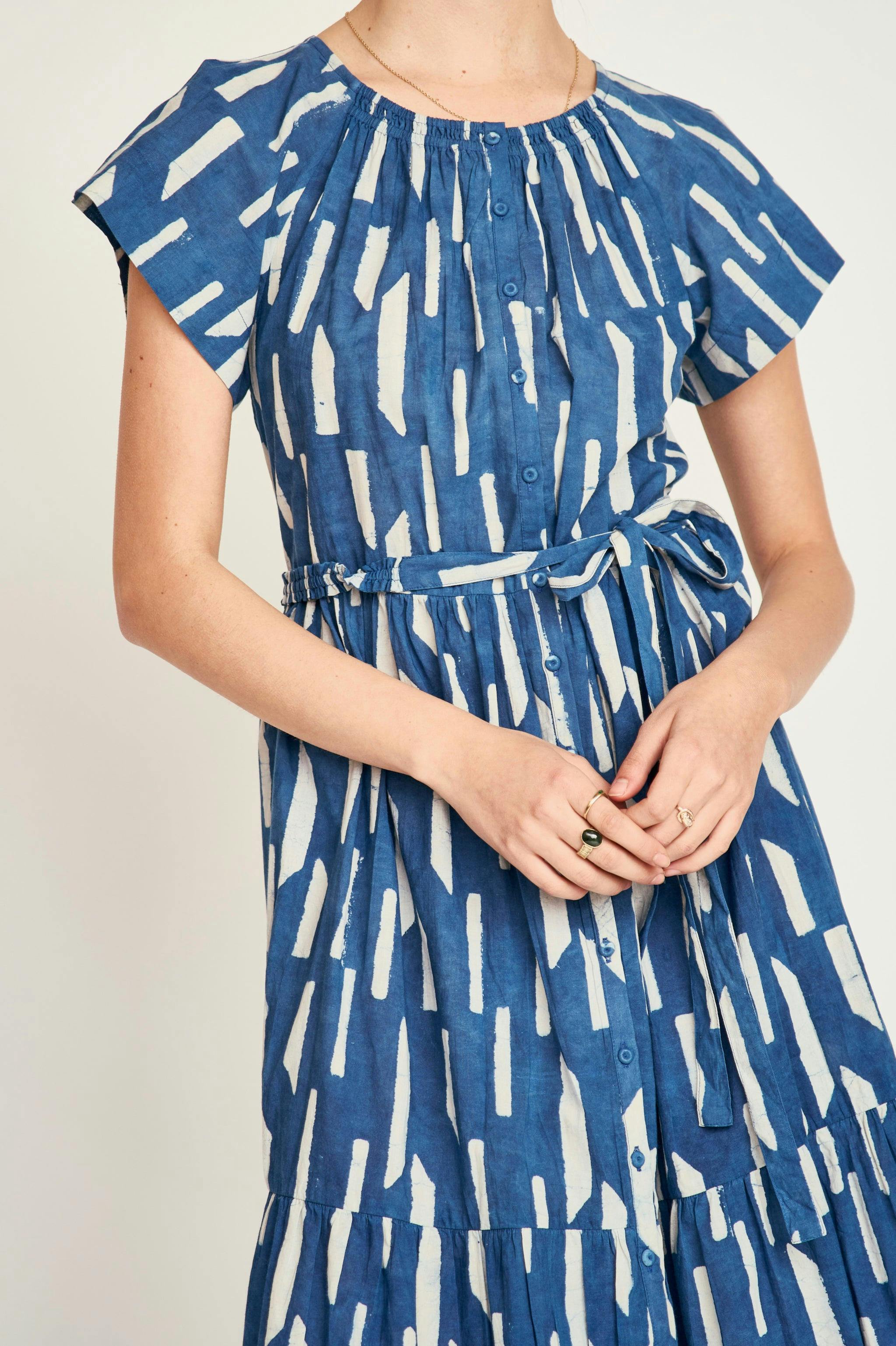 Vienna Maxi Dress in Indigo Rainfall