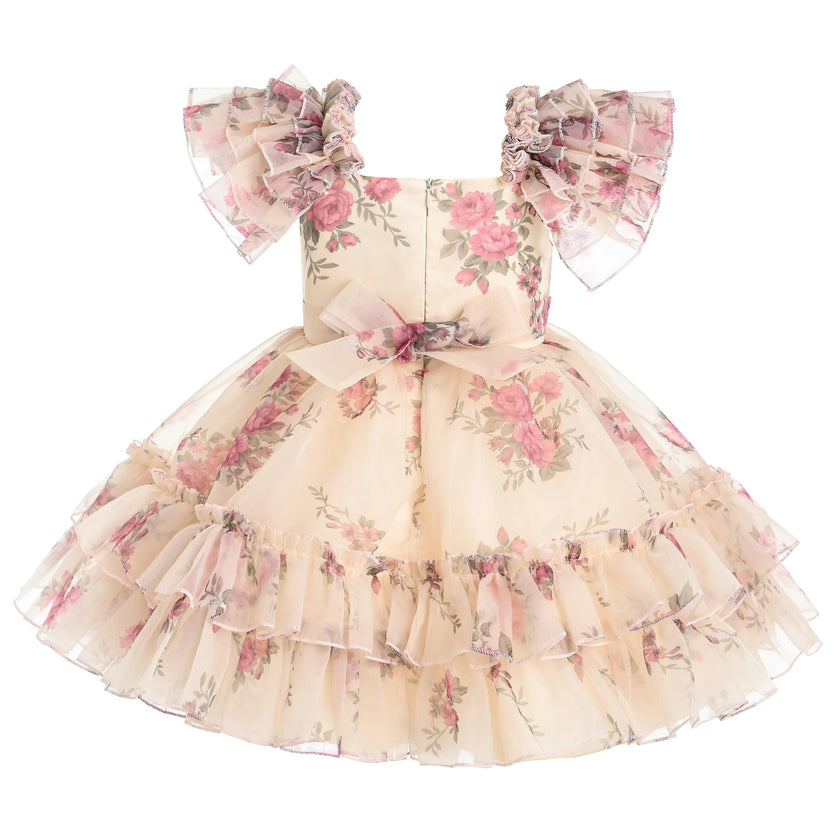 Cream Rosavine Floral Tulle Dress