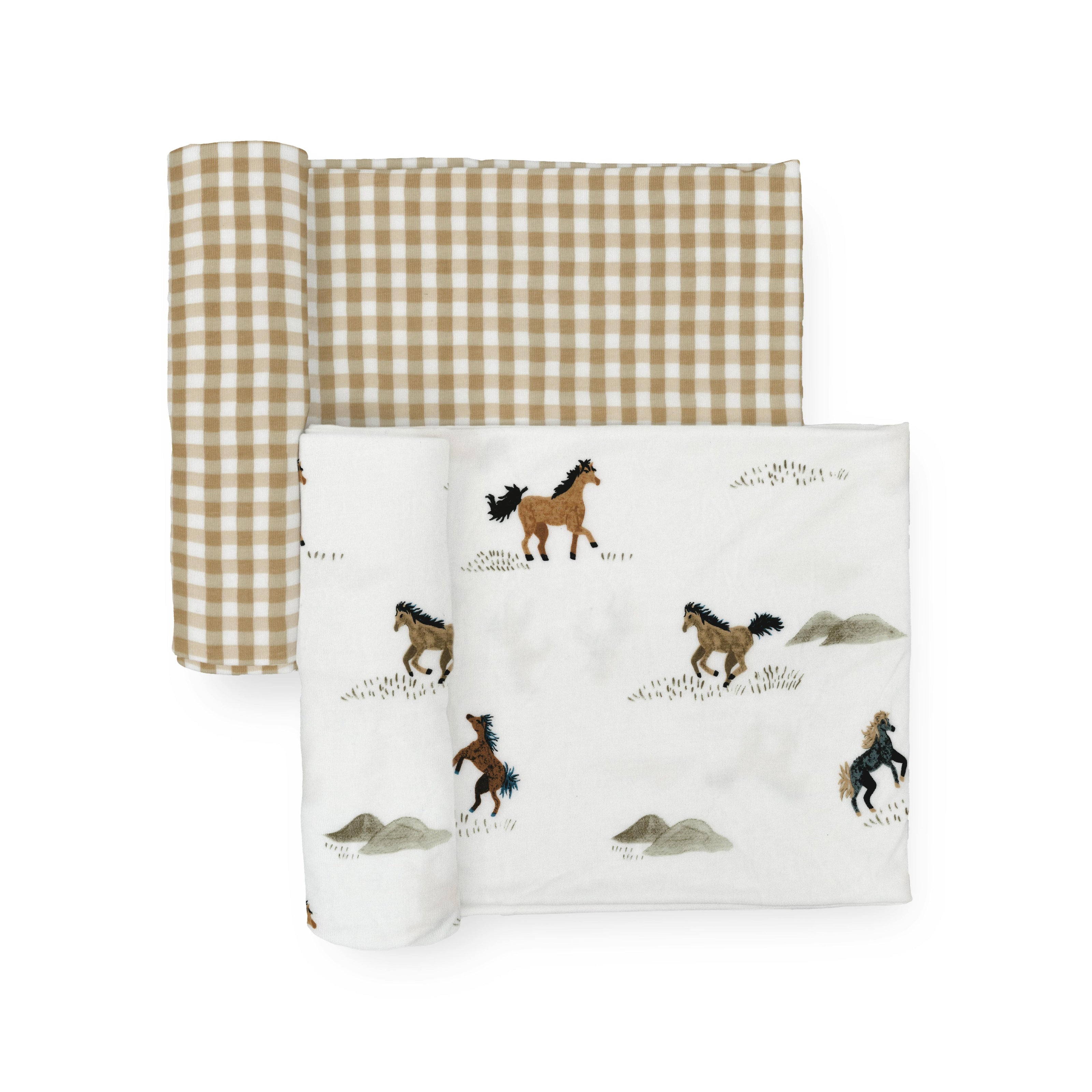 Stretch Knit Swaddle Blanket 2 Pack - Wild Horses