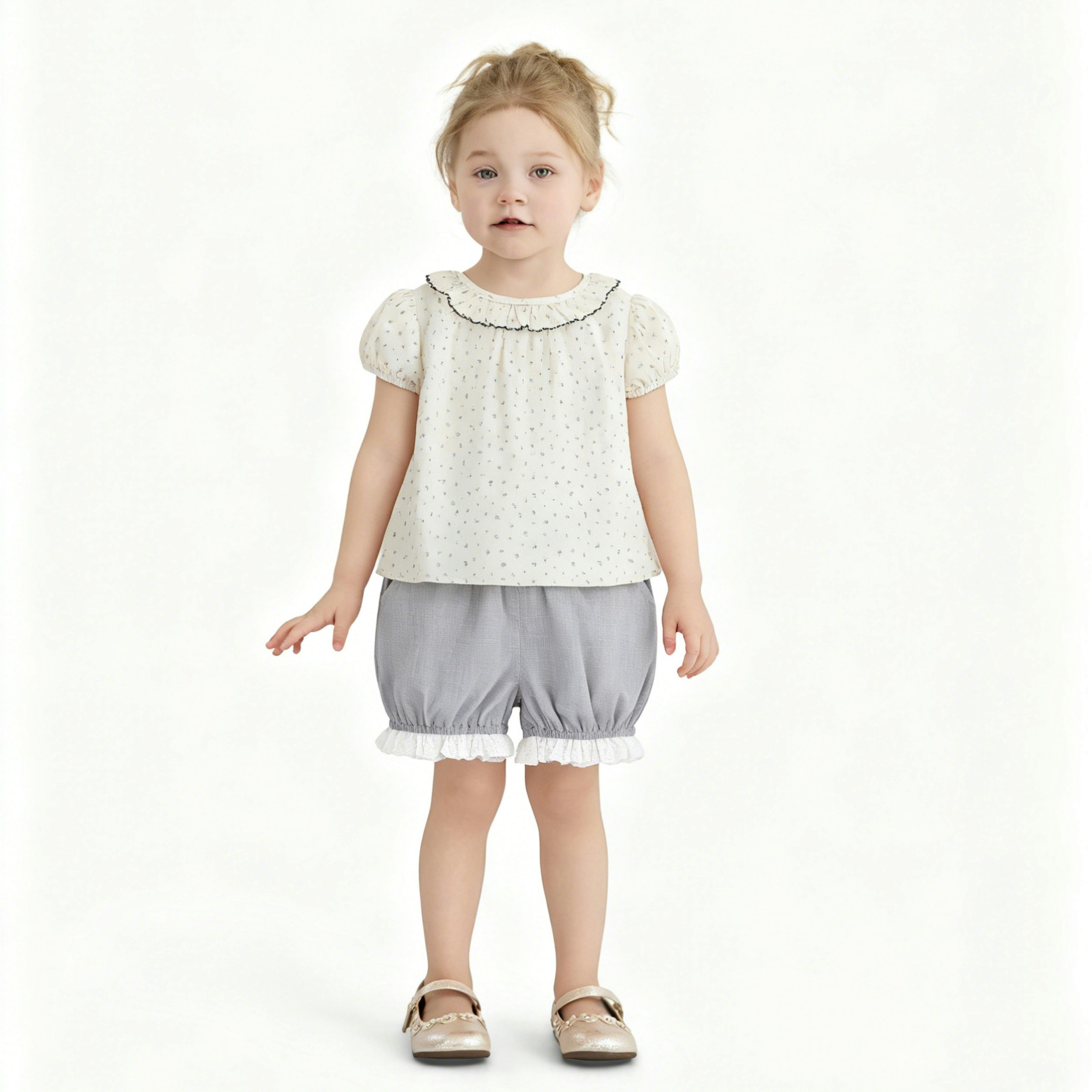 Gray Ruffle Dot Set