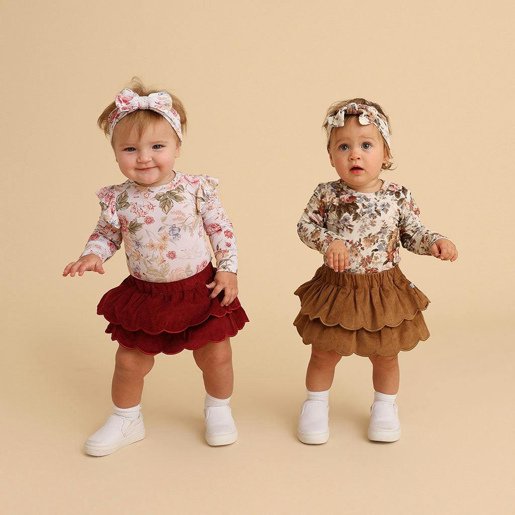 Burgundy Cotton Corduroy Scalloped Bummie