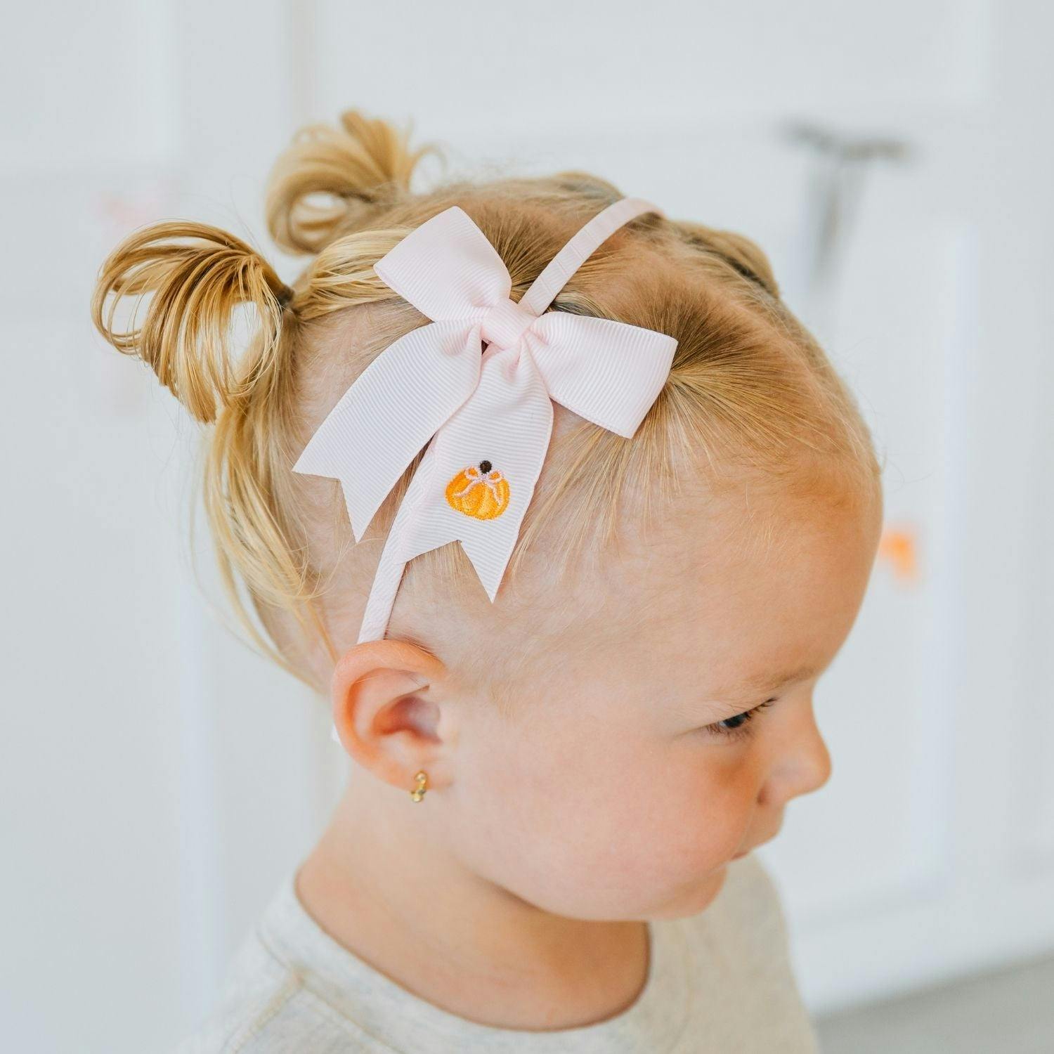 Pumpkin Embroidered Bow Headband