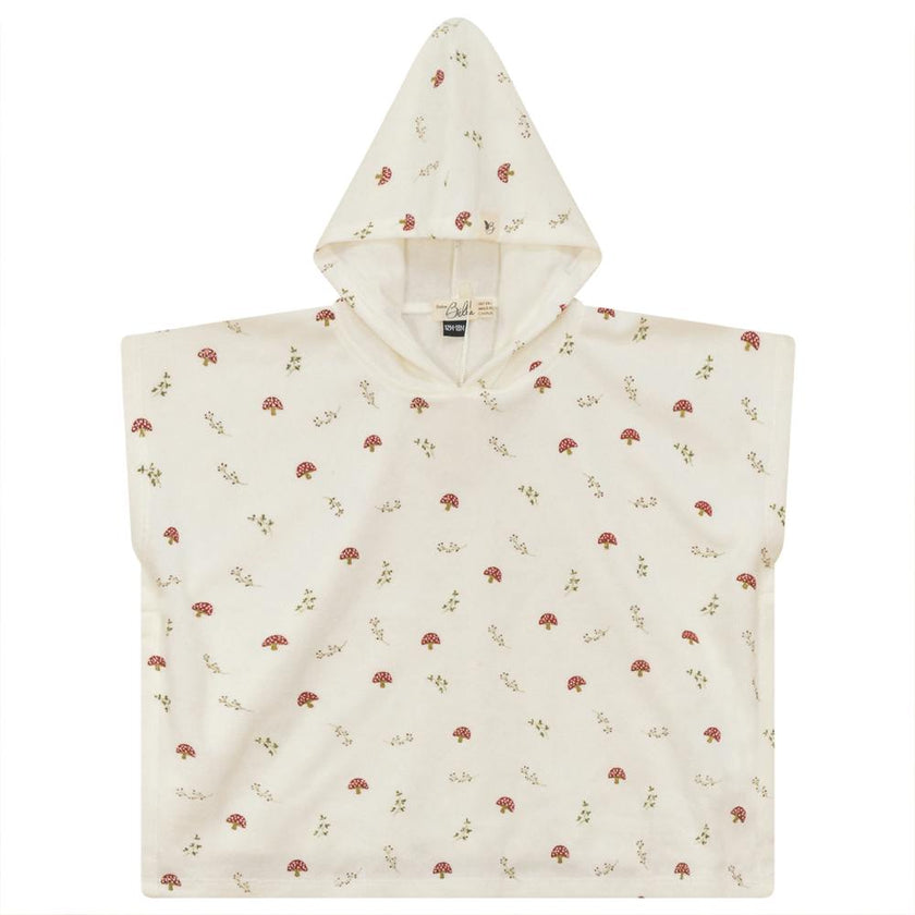 Printed Terry Poncho Beige/Cream