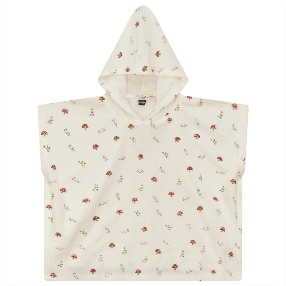 Printed Terry Poncho Beige/Cream