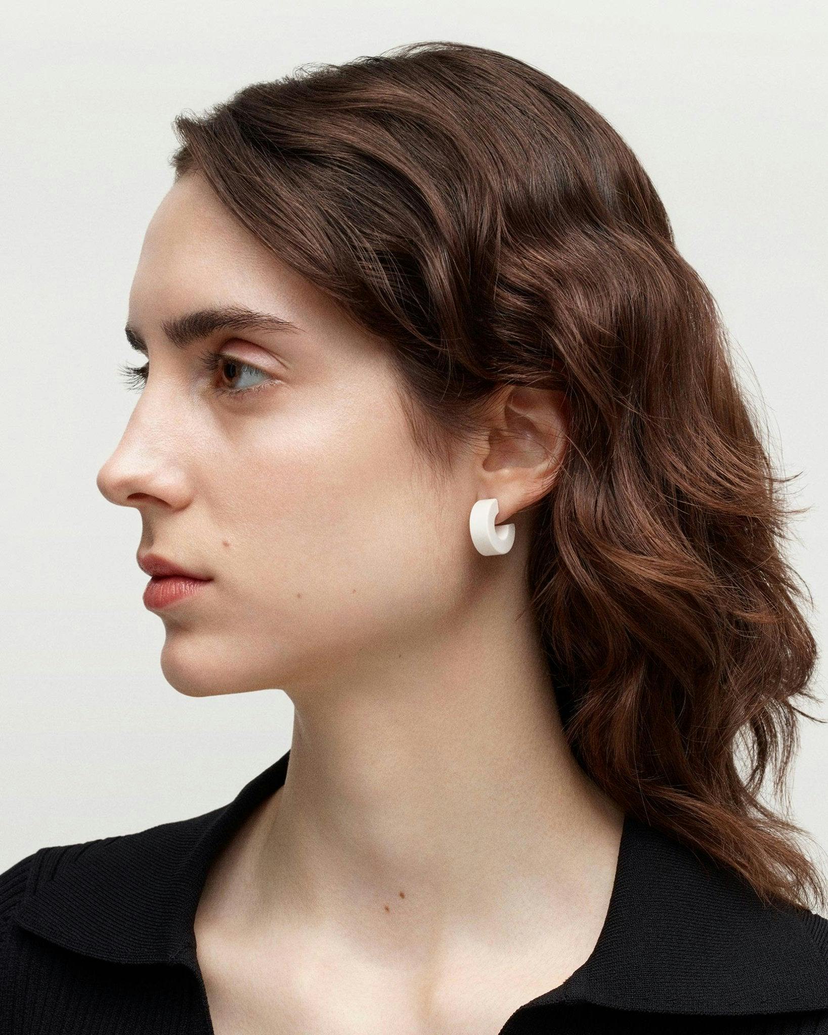 Muse Hoops in White Matte