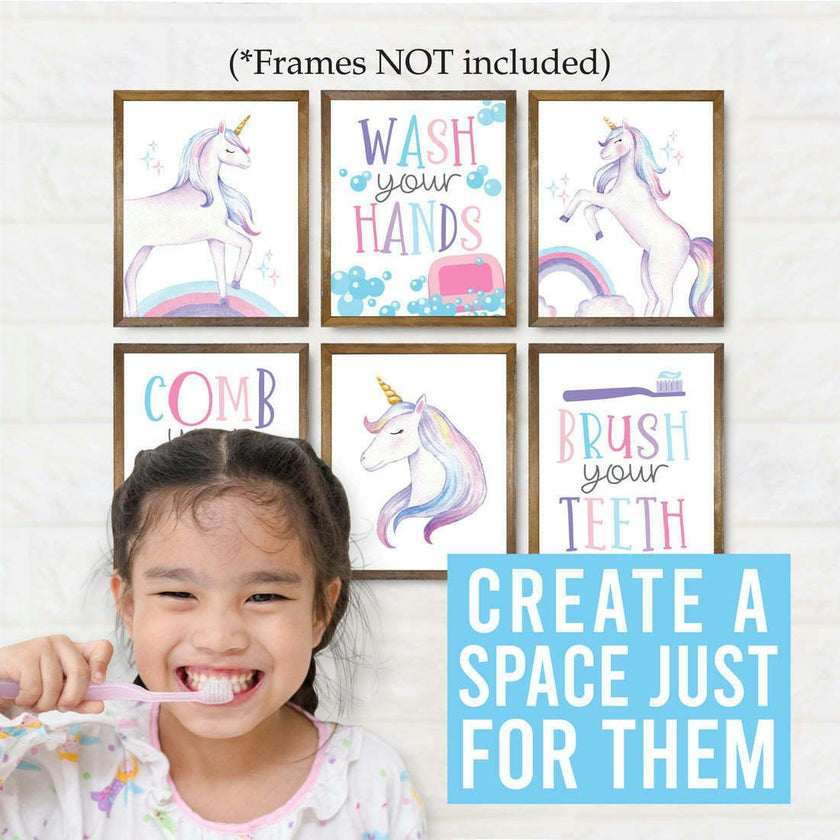 10-Piece Potty Training Charts & 6-Piece Bathroom Wall Art Decor Prints