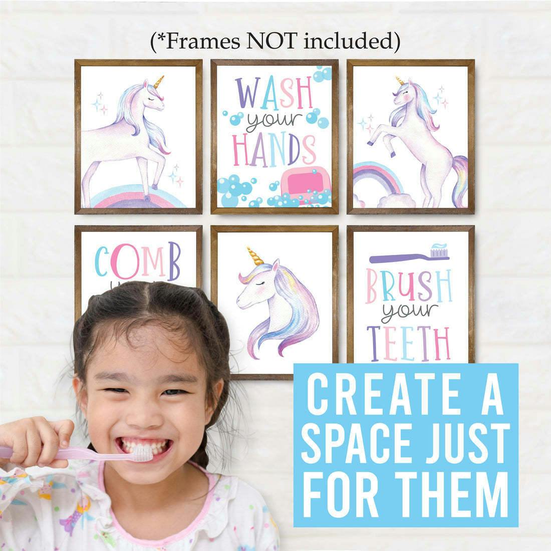 10-Piece Potty Training Charts & 6-Piece Bathroom Wall Art Decor Prints