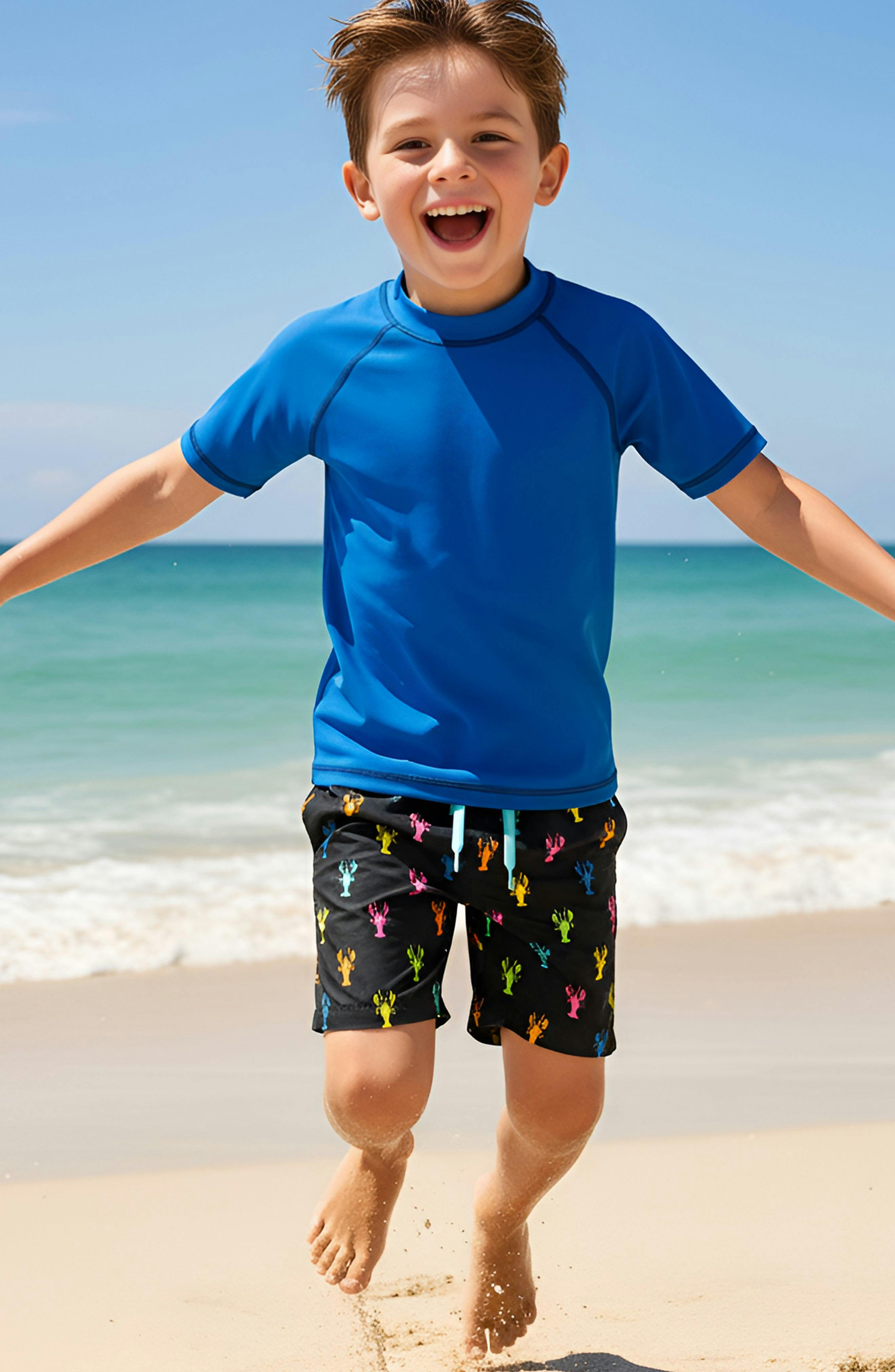 Dylan Boys Multicolor Lobster Print Board Shorts