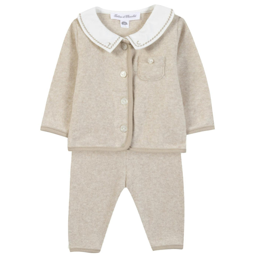 TARTINE ET CHOCOLAT Brushed Fleece Baby Set - Beige Chiné