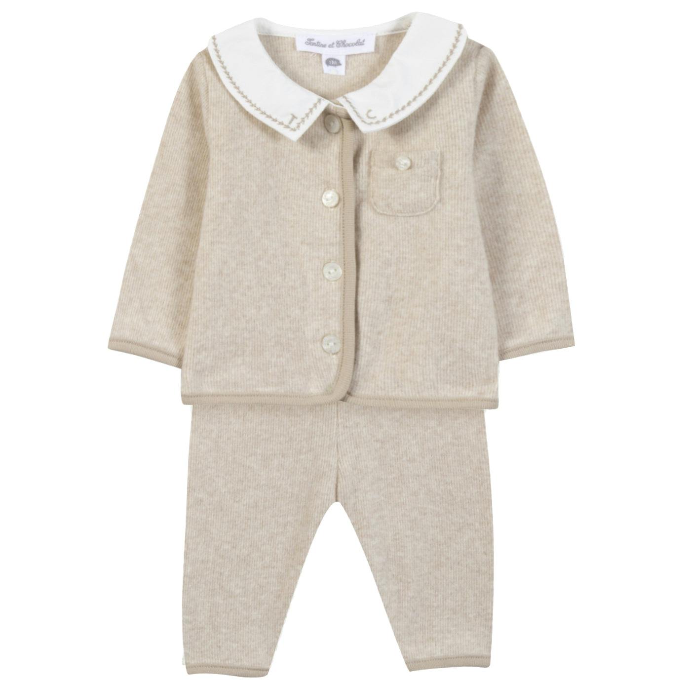 TARTINE ET CHOCOLAT Brushed Fleece Baby Set - Beige Chiné