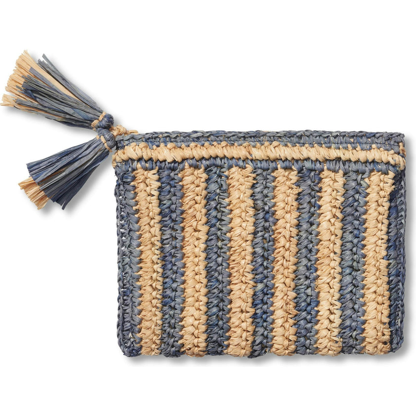 Small Striped Raffia Zip-Pouch