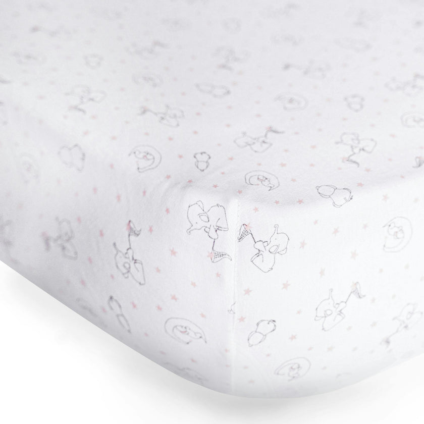 Peruvian Pima Cotton Mini Crib & Pack 'n Play Fitted Sheet – Elephant Rose