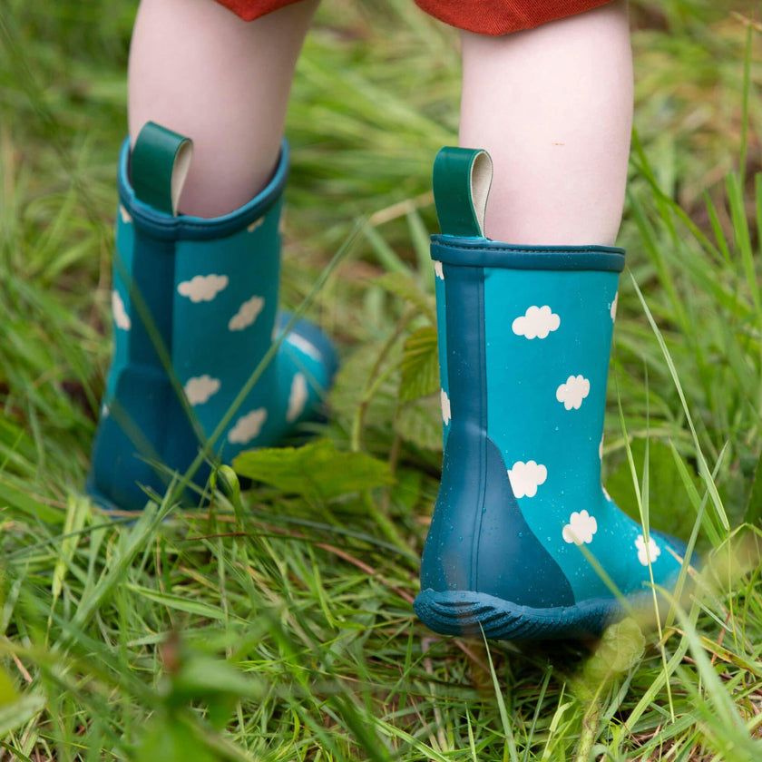 Wellington Classic Calf Length Round Toes Waterproof Boots, Blue