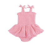 Solid Muslin Poignant Pink - Smocked Bubble with Skirt