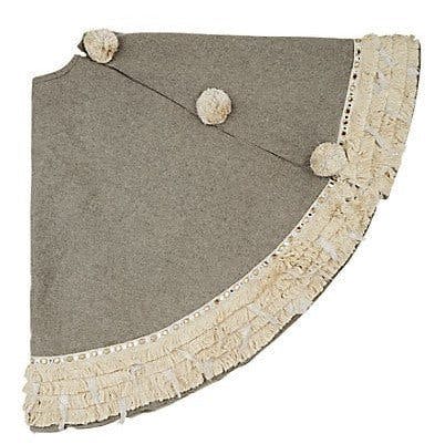 Handmade Gray Fringe Border Wool Christmas Tree Skirt 60