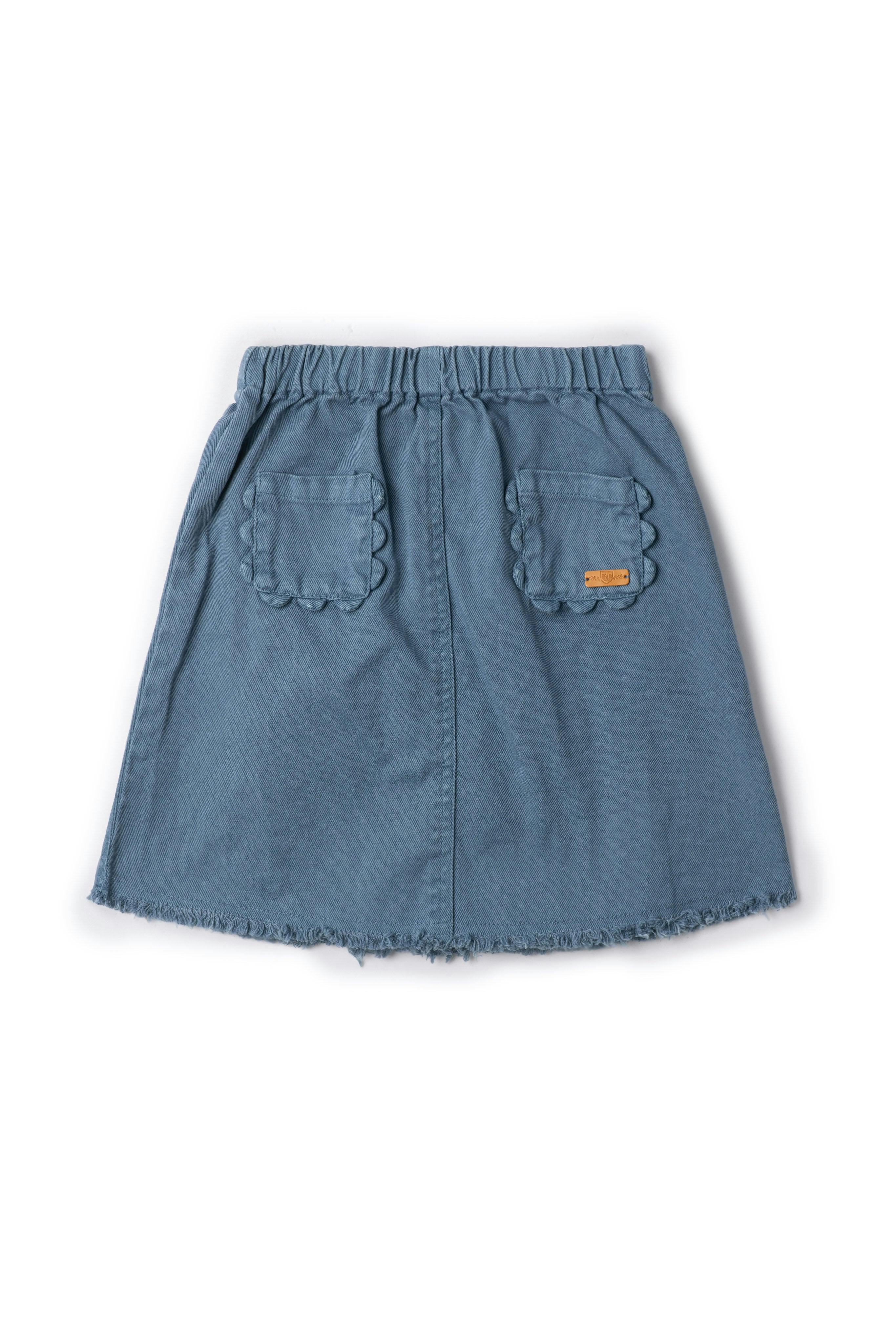 Denim Scalloped Pockets Skirt