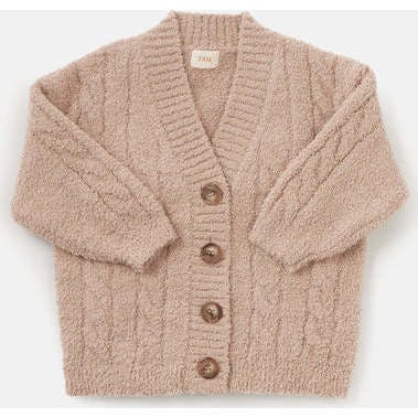 Baby Fuzzy Ribbed V-Neck Cardigan