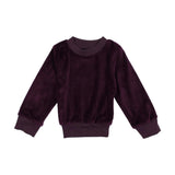 Velour Crew Neck Ribbed Cuff Long Sleeve Shirt