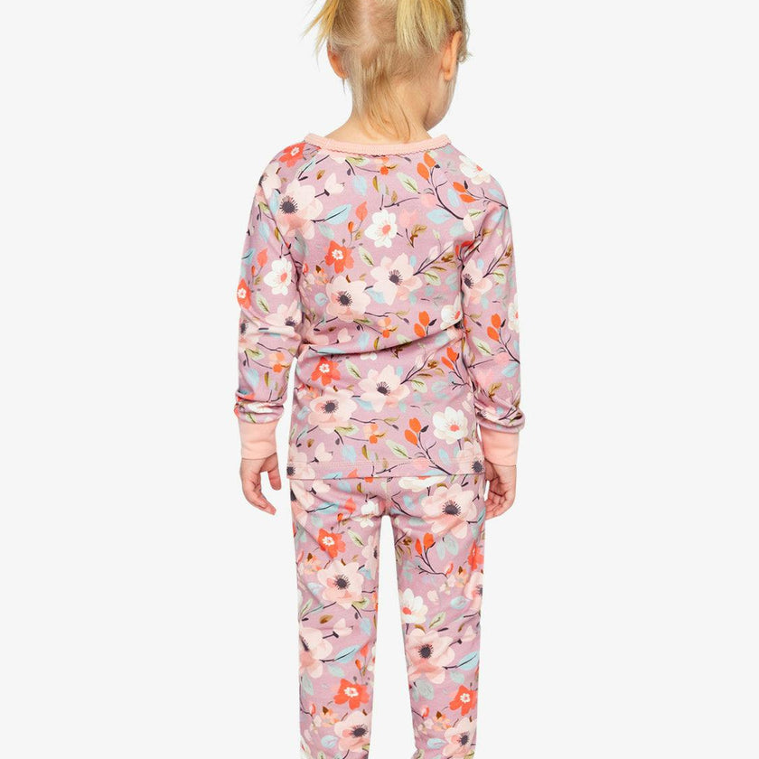 Organic Cotton Two Piece Pajama Set Pink Floral Print