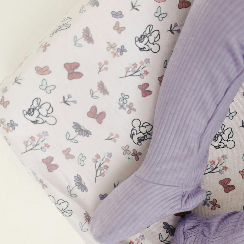Premium Knit Diaper Changing Pad Cover - Minnie Mouse's Bowquet