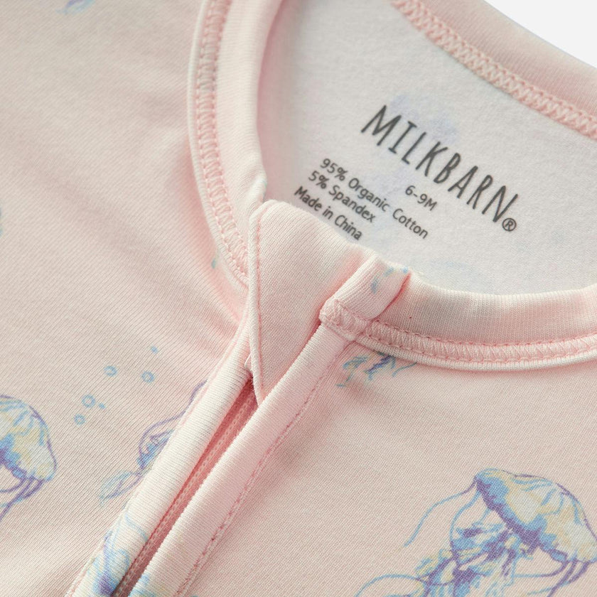 Sunset Jellyfish Cotton Stretch Zipper Footed Romper
