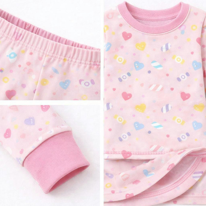 Kids and Toddlers Girls Candy Shorts Sleeve Snug Fitted Soft Pajamas Set