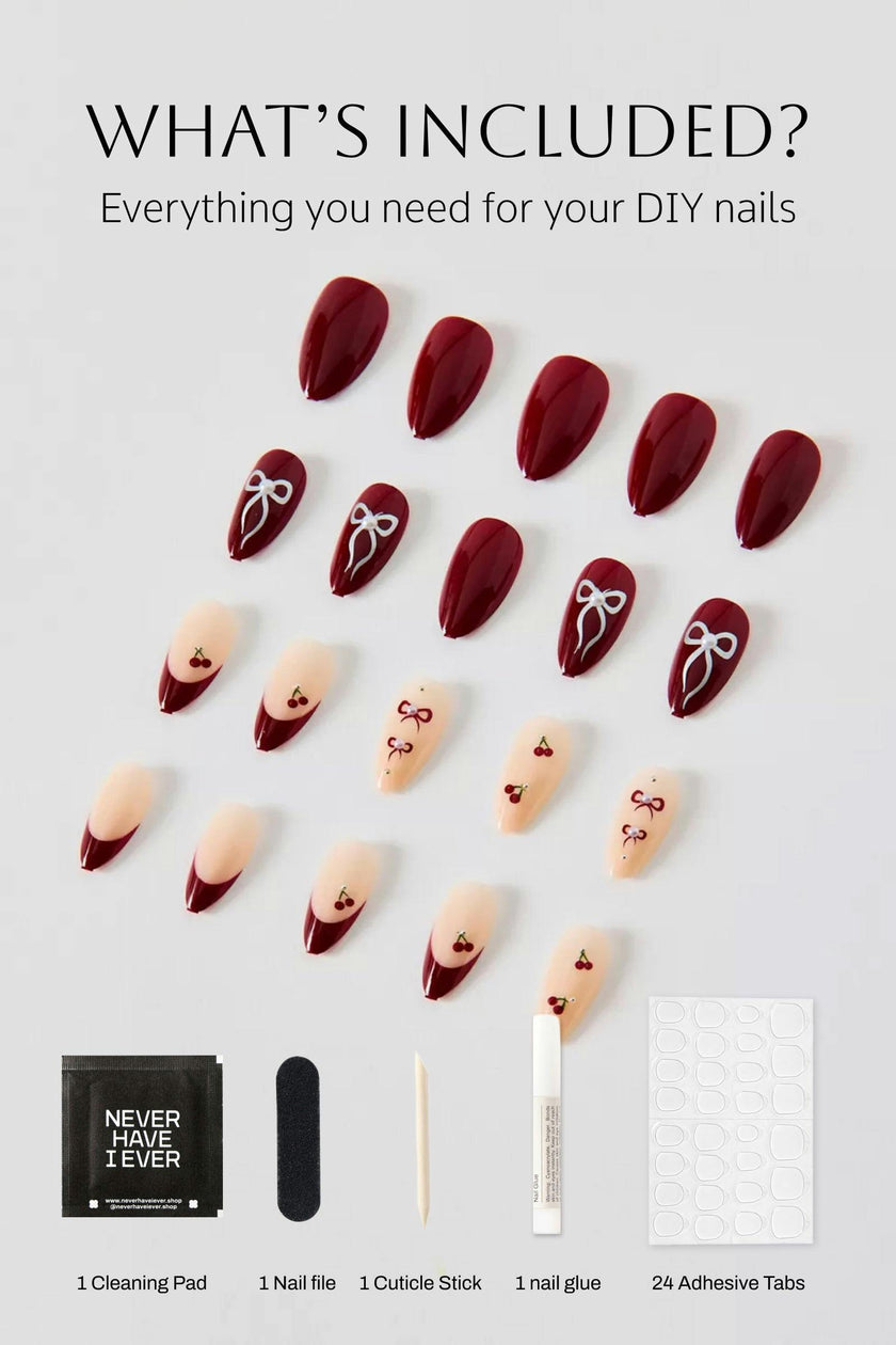 Cherry Cola  - Almond Press-On Nails