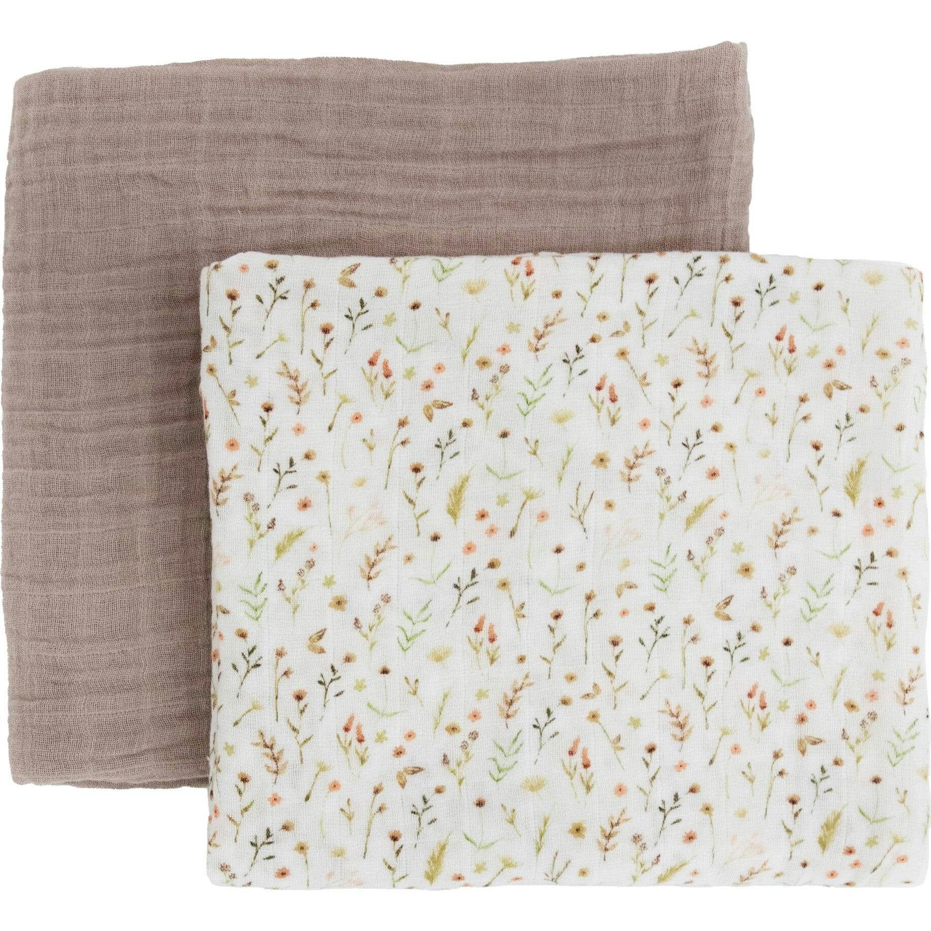 Organic Cotton Muslin Swaddle Blanket 2 Pack - Floral Field