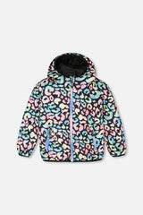 Quilted Mid-Season Jacket Black Animal Print