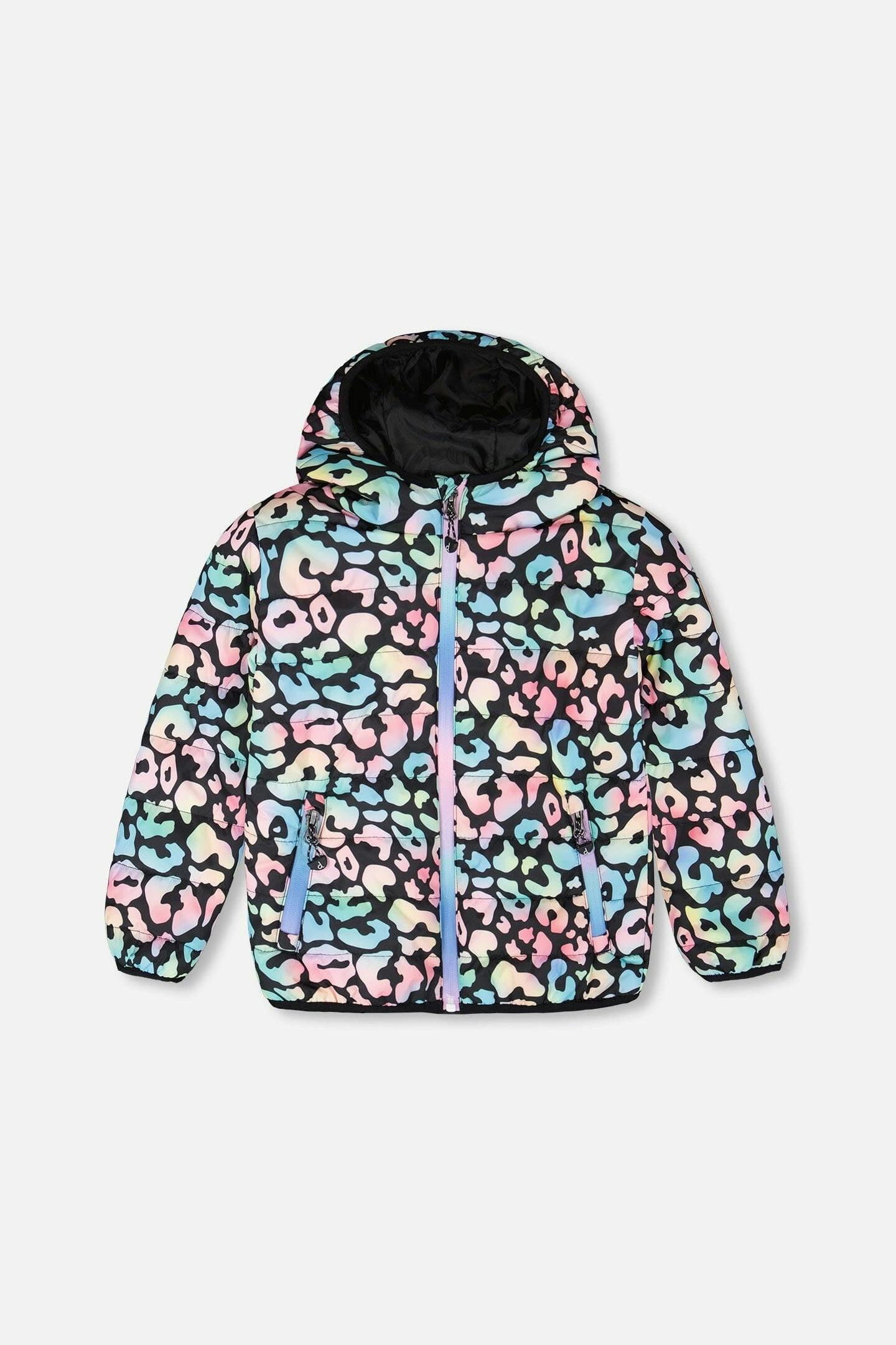 Quilted Mid-Season Jacket Black Animal Print