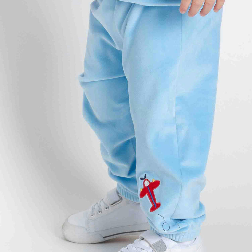 Velour Jogger Pants With Airplane