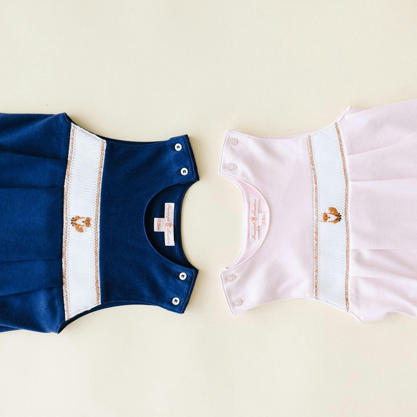 Navy Smocked Romper