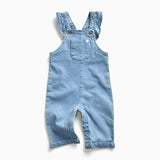 Light Blue Soft Denim Frilled Overalls