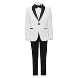 White Suit with Black Shawl Lapel
