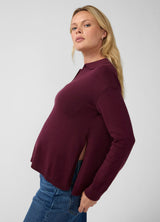Polo Collar Knit Maternity Nursing Sweater