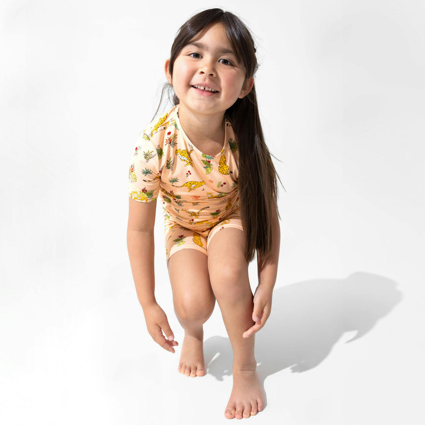 Pounce In Paradise Cheetah Bamboo Kids Pajama Short Set