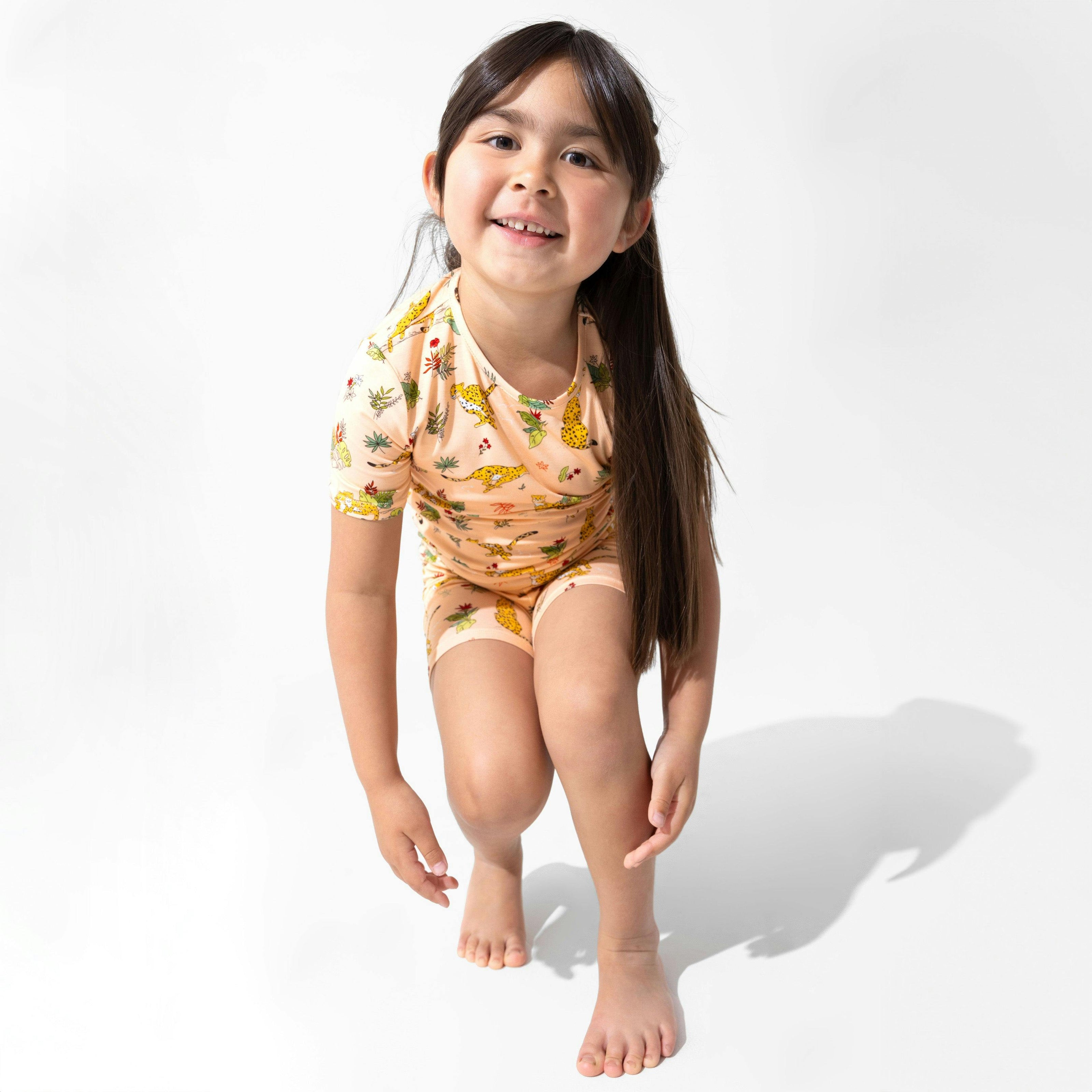 Pounce In Paradise Cheetah Bamboo Kids Pajama Short Set