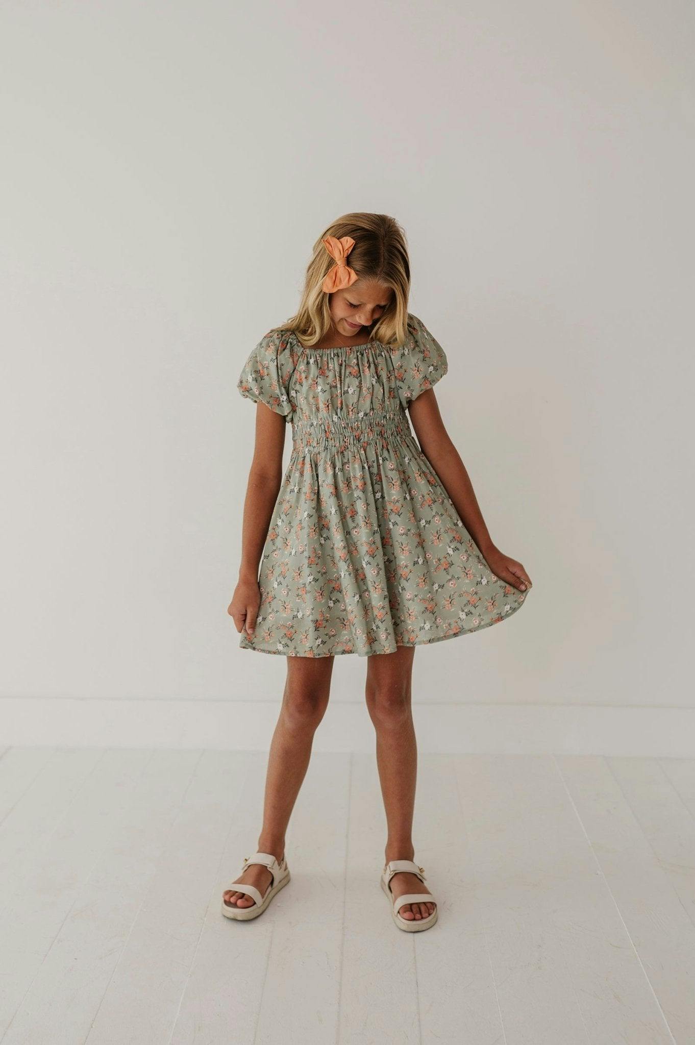 Peasant Bubble Sleeve Dress Isabella Paisley