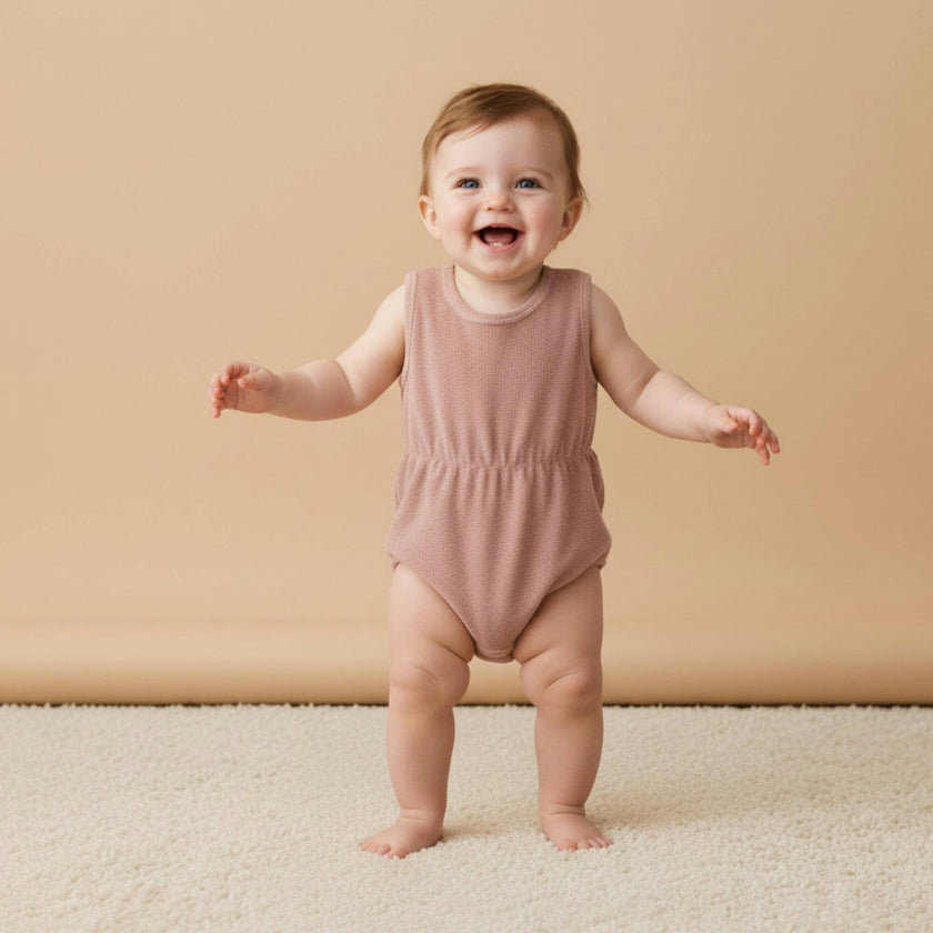 Organic Clinch Romper - Clay