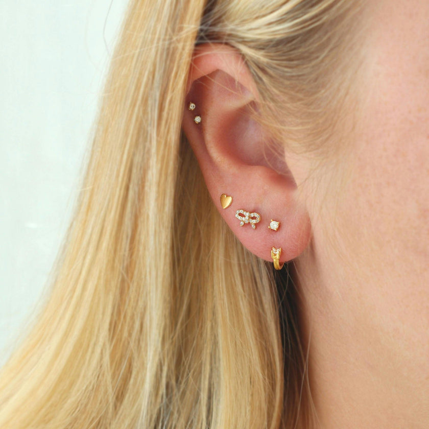 Bow with Crystals Stud Earrings