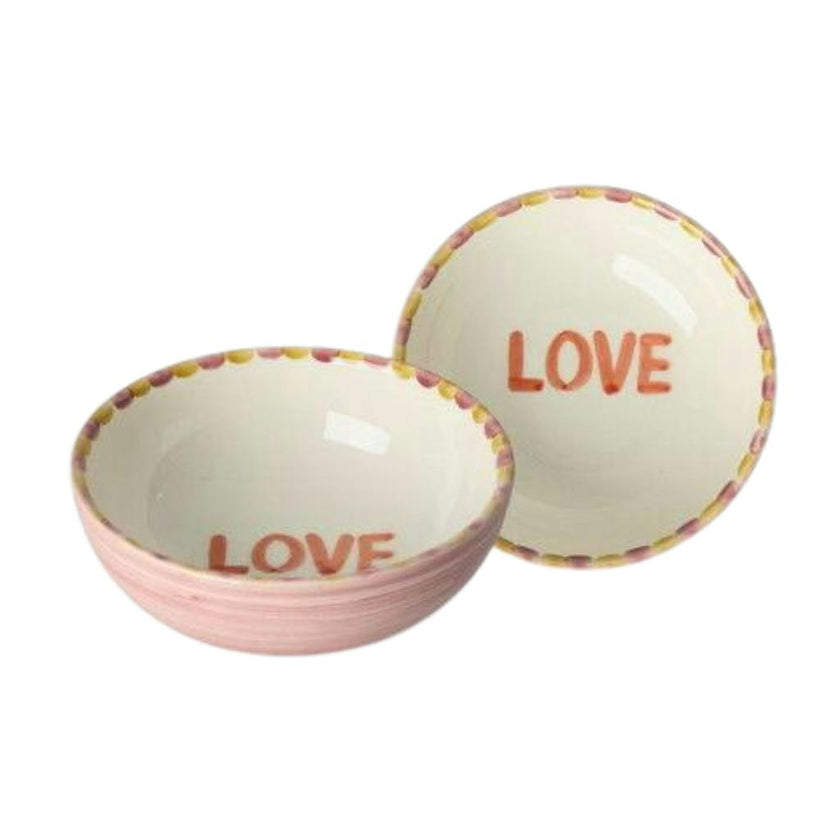 Ceramic Bowl with Hand-painted LOVE - Pink - 10.14 oz