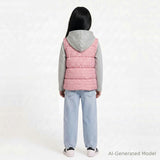 Hooded Puffer Vest Jacket | Pink Heather